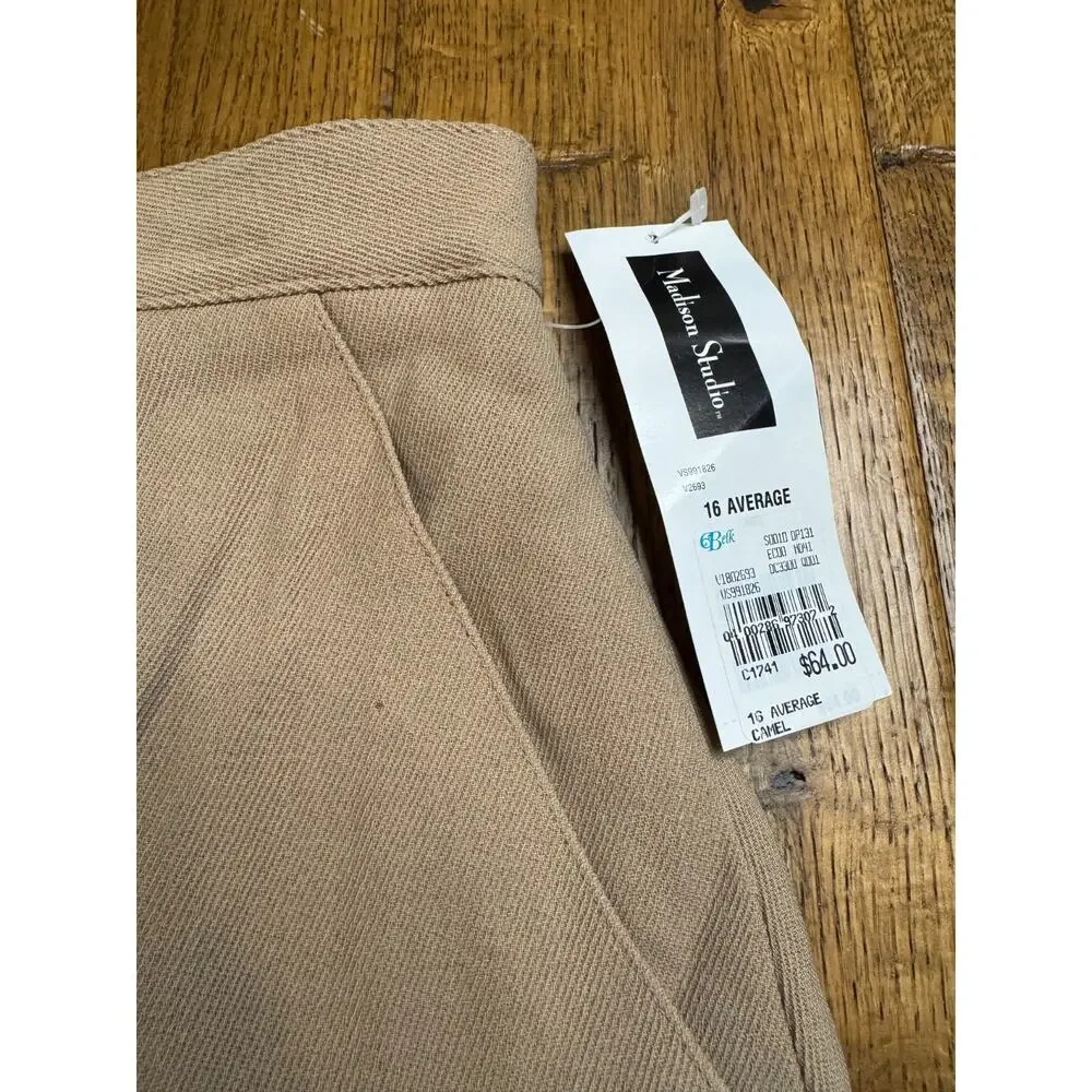 NWT Madison Studio Basic Wool Skirt Lined Long Length Camel Tan Womens Size 16 - Picture 2 of 7